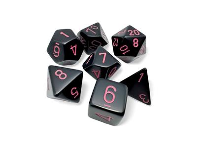 Set de 7 dados negro y rosa