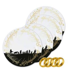 Juego 4 platos con 4 servilleteros El señor de los anillos