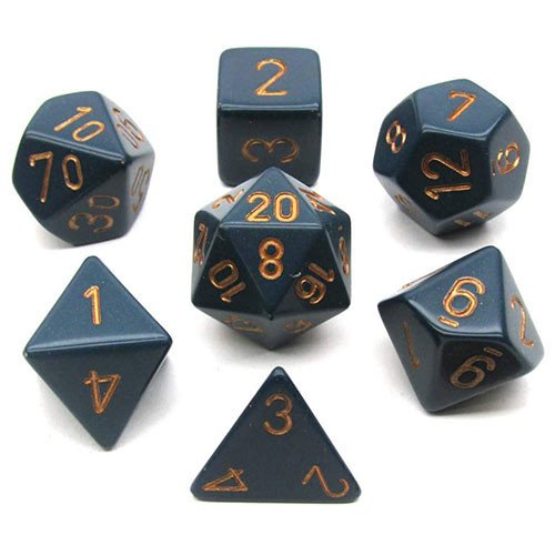 Set de 7 Dados Opacos Chessex - Azul Polvo con Dorado