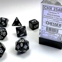 Set de 7 Dados Opacos Chessex - Negro y blanco